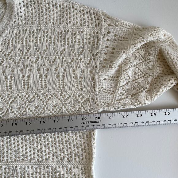 Cyrus Cream Crochet Knit Sweater Pullover Long Sleeve Size M Boho - Picture 6 of 7
